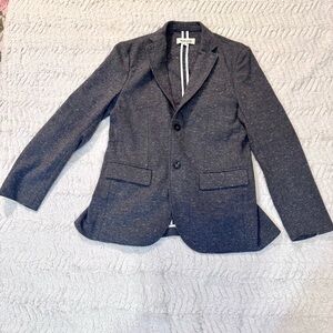 Barque Men’s Slim-Fit Textured Charcoal Gray Wool-Blend Blazer | Size M